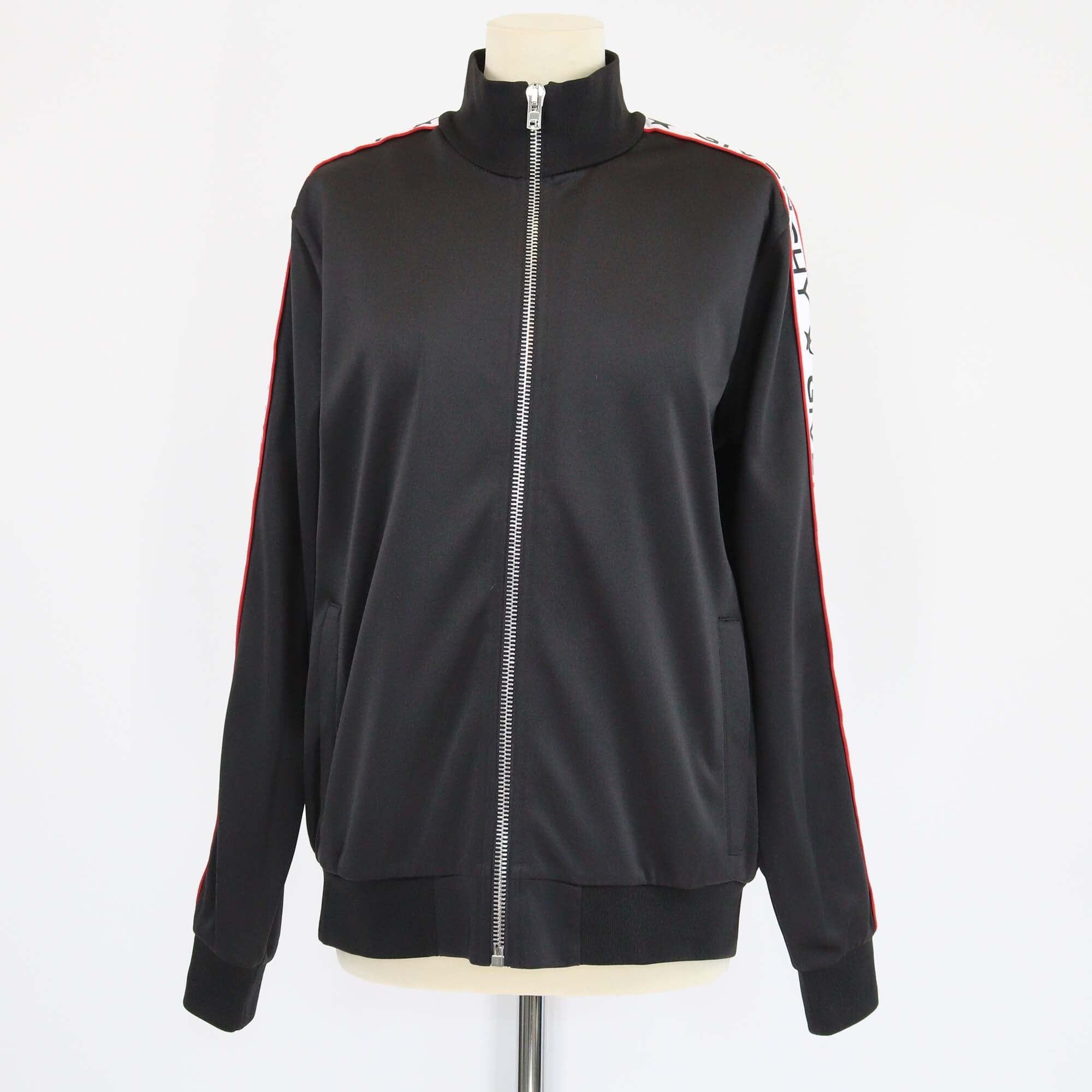 Givenchy Black Jersey Logo Tape Polyester Front Zip Jacket Mens Givenchy 