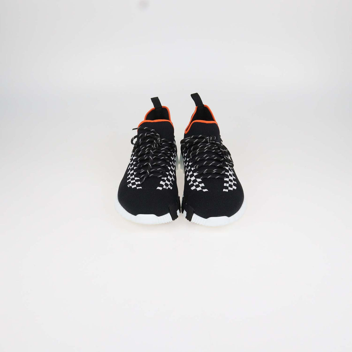 Hermes Black, White Knit Fabric Braided Bolduc Flex Slip-on Sneakers