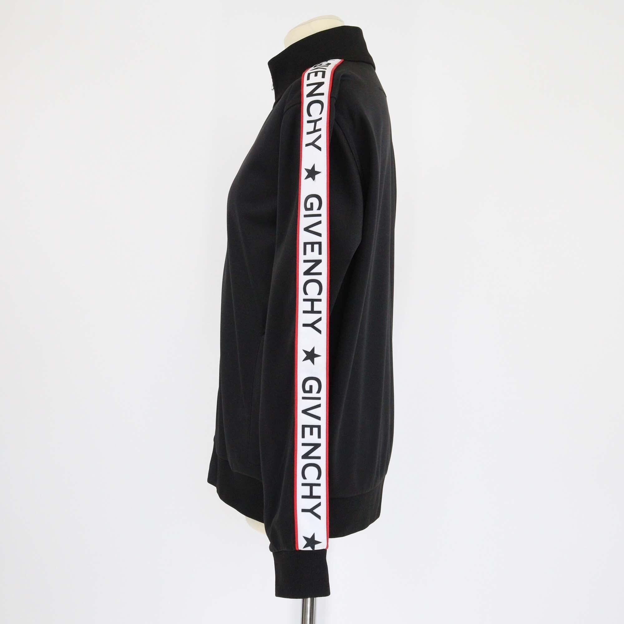 Givenchy Black Jersey Logo Tape Polyester Front Zip Jacket Mens Givenchy 