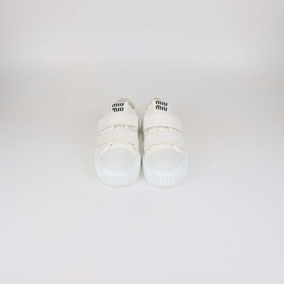 Miu Miu White Denim Platform Low Top Sneakers