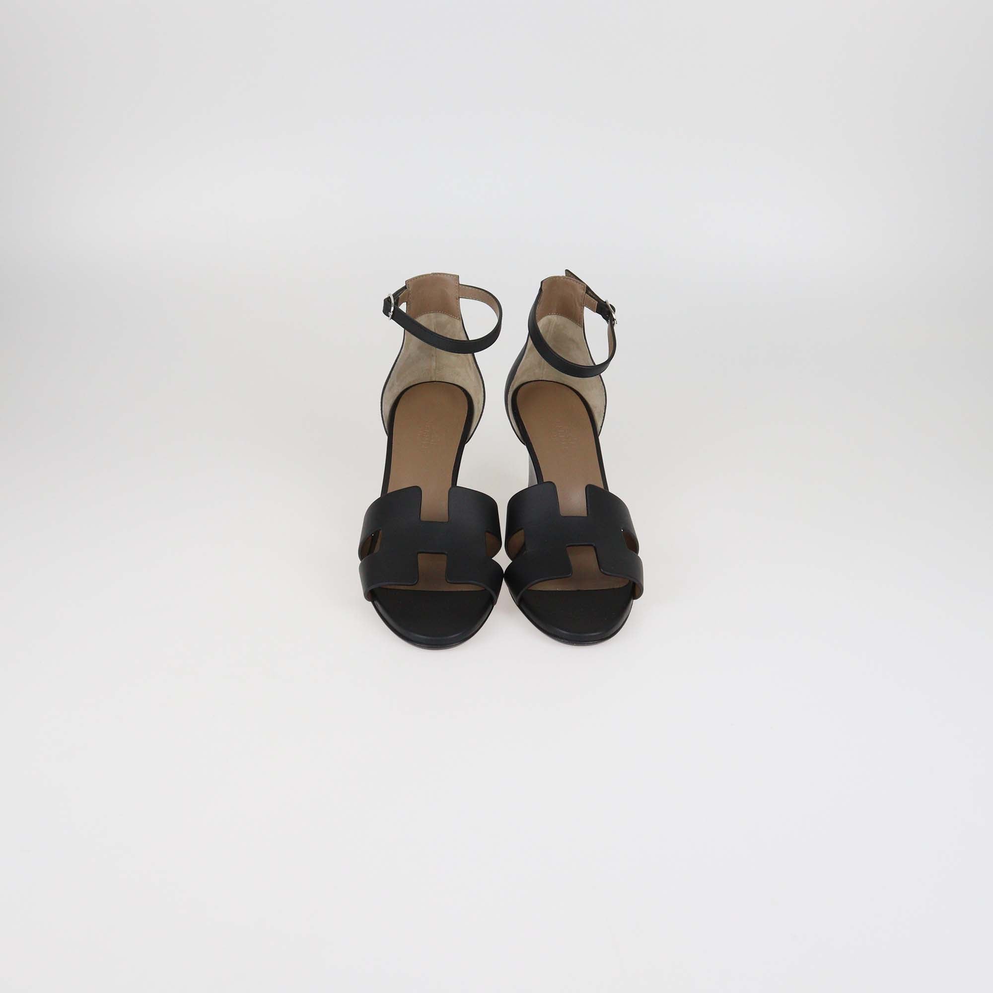Hermes Black Leather Legend Sandals