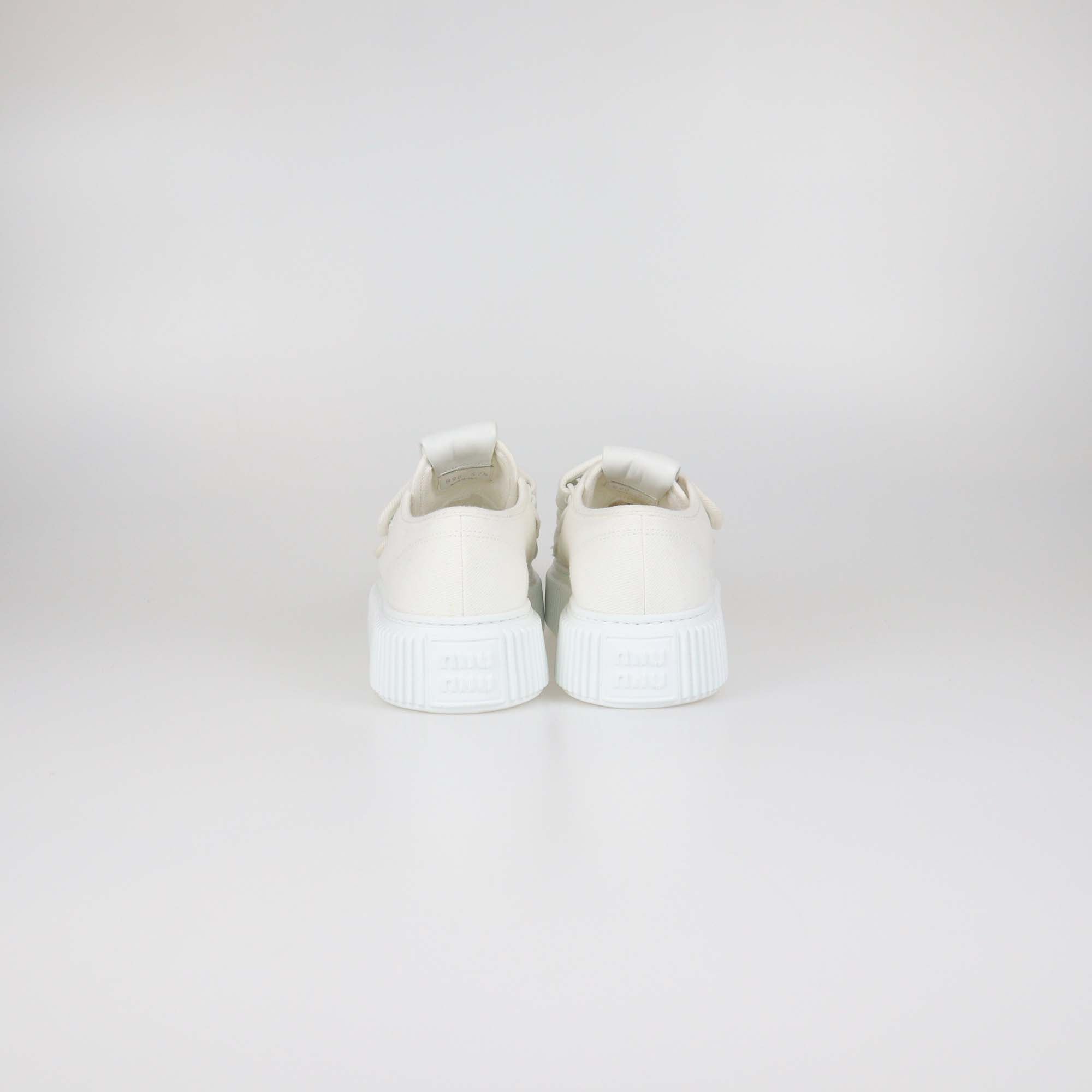 Miu Miu White Denim Platform Low Top Sneakers