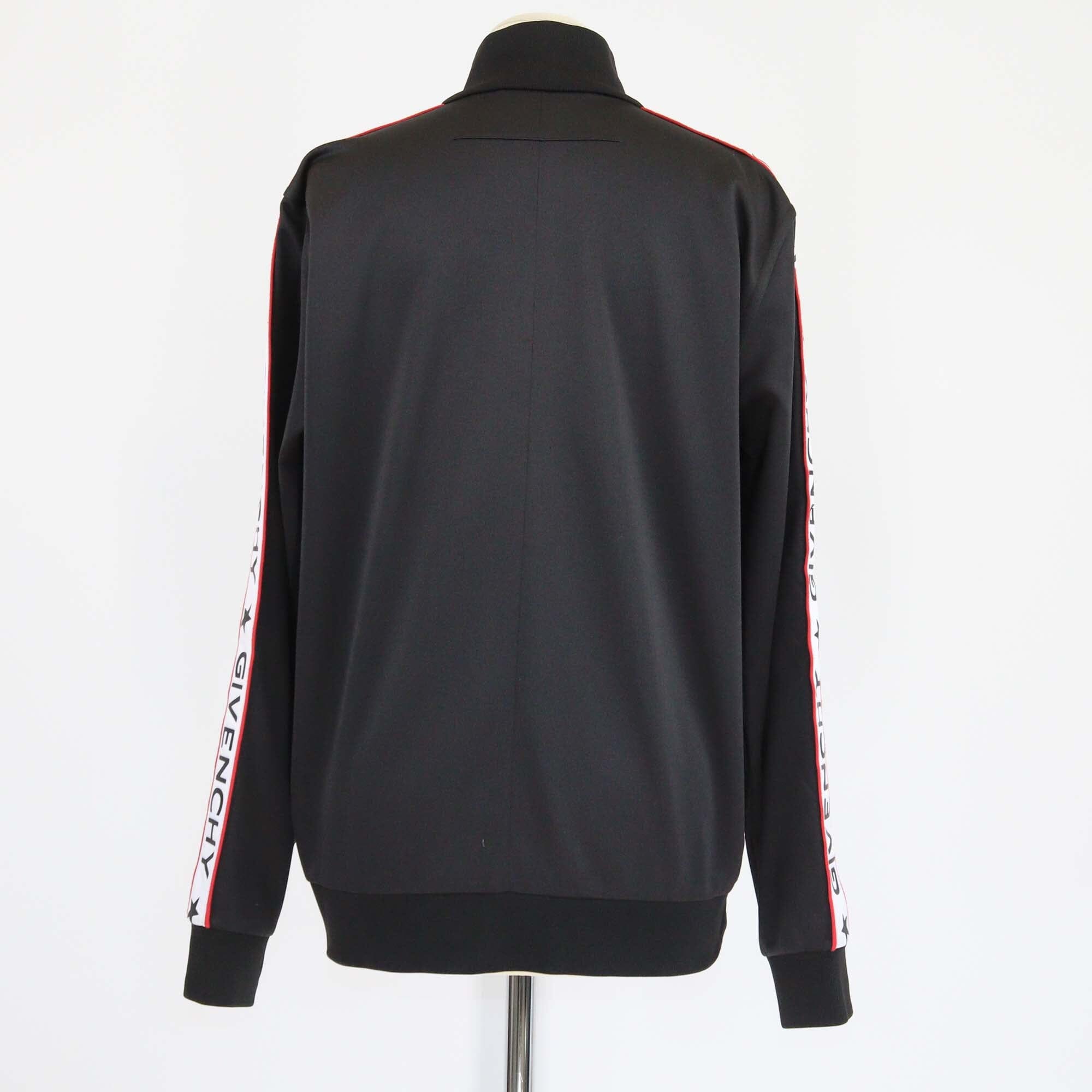 Givenchy Black Jersey Logo Tape Polyester Front Zip Jacket Mens Givenchy 