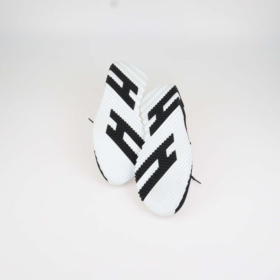 Hermes Black, White Knit Fabric Braided Bolduc Flex Slip-on Sneakers