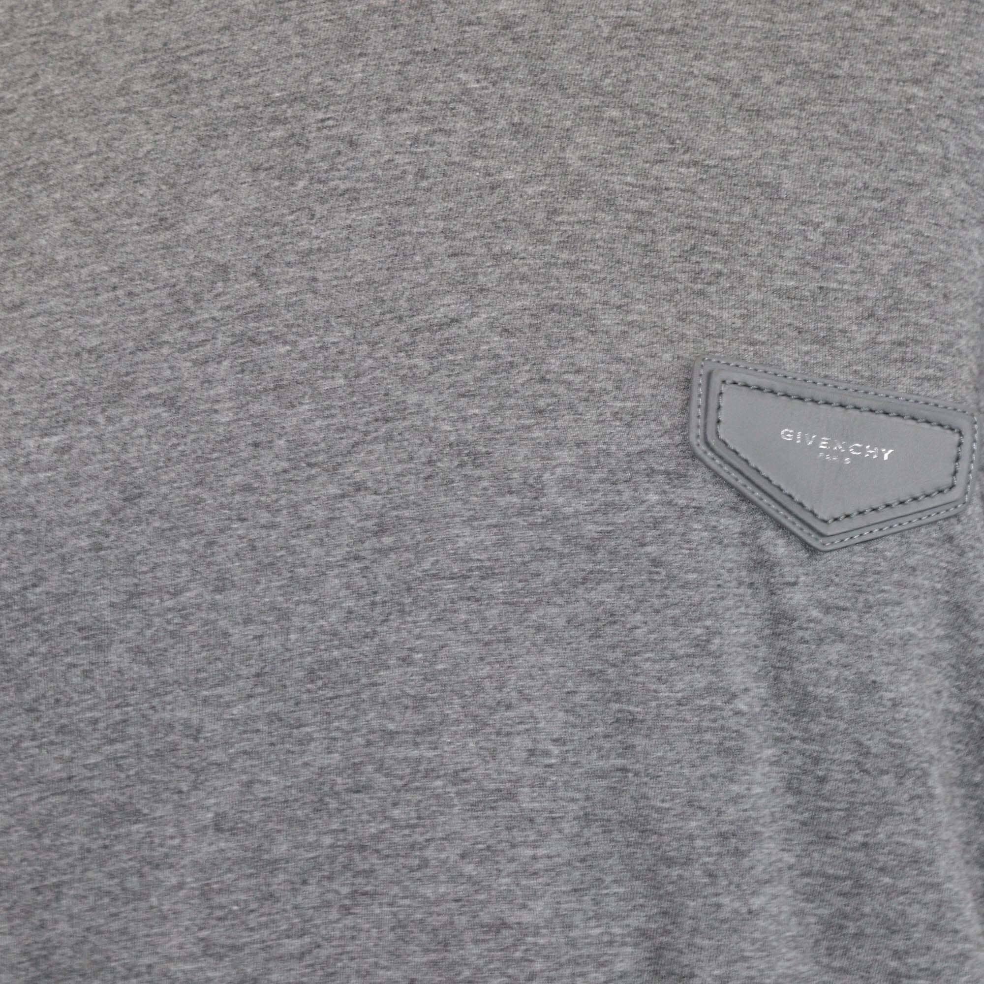 Givenchy Dark Grey Patched Logo Cotton T-Shirt Mens Givenchy 