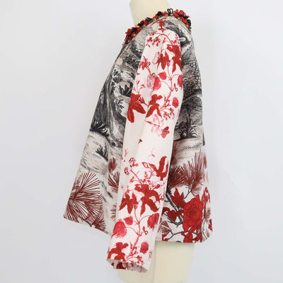 Biyan Multicolor Floral Print Beaded Crystal Embellishment Jacket