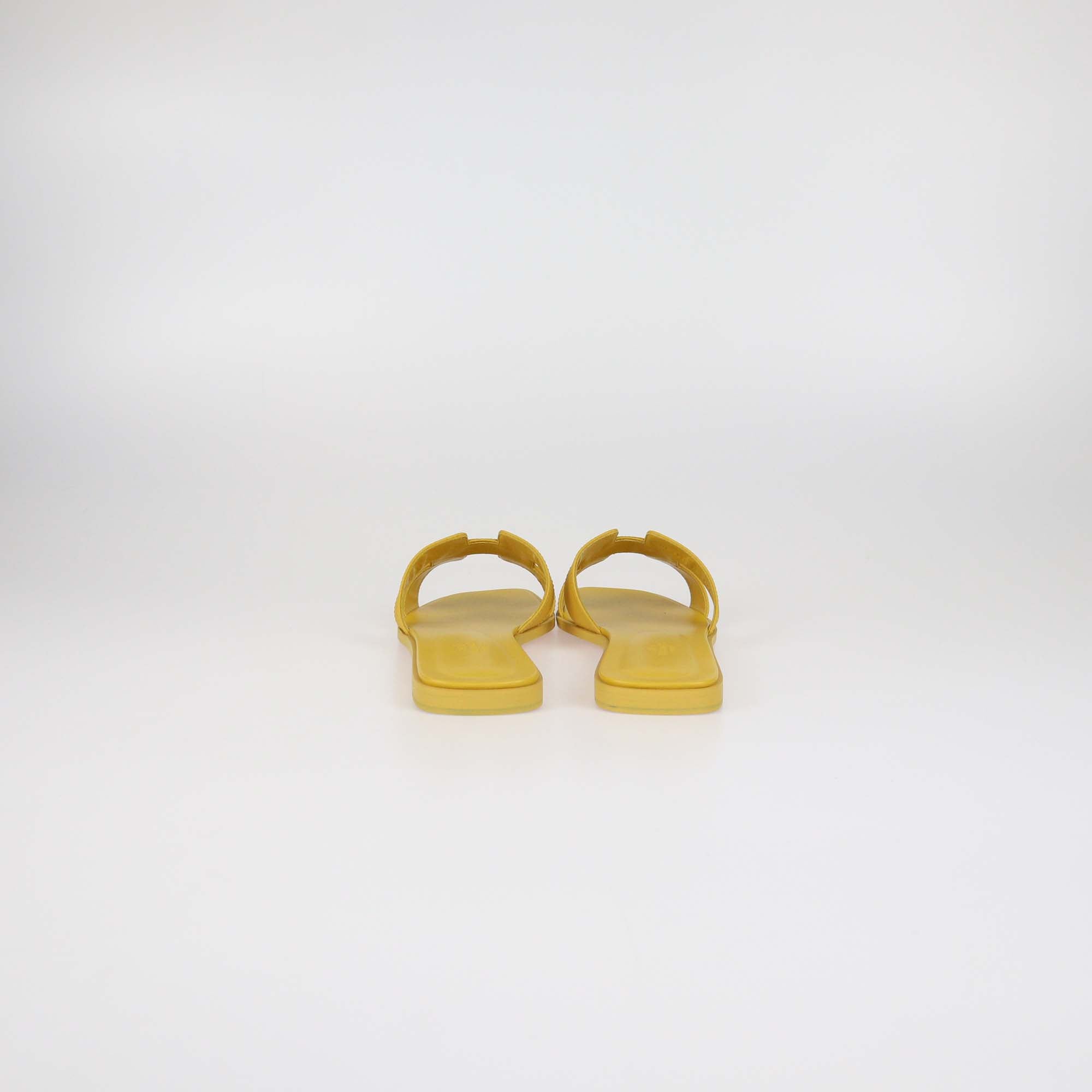 Hermes Jaune Topaze Epsom Leather Oran Sandals