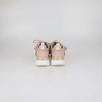 Tod's Pink Perforated Leather Fringed Tassel Low Top Sneakers