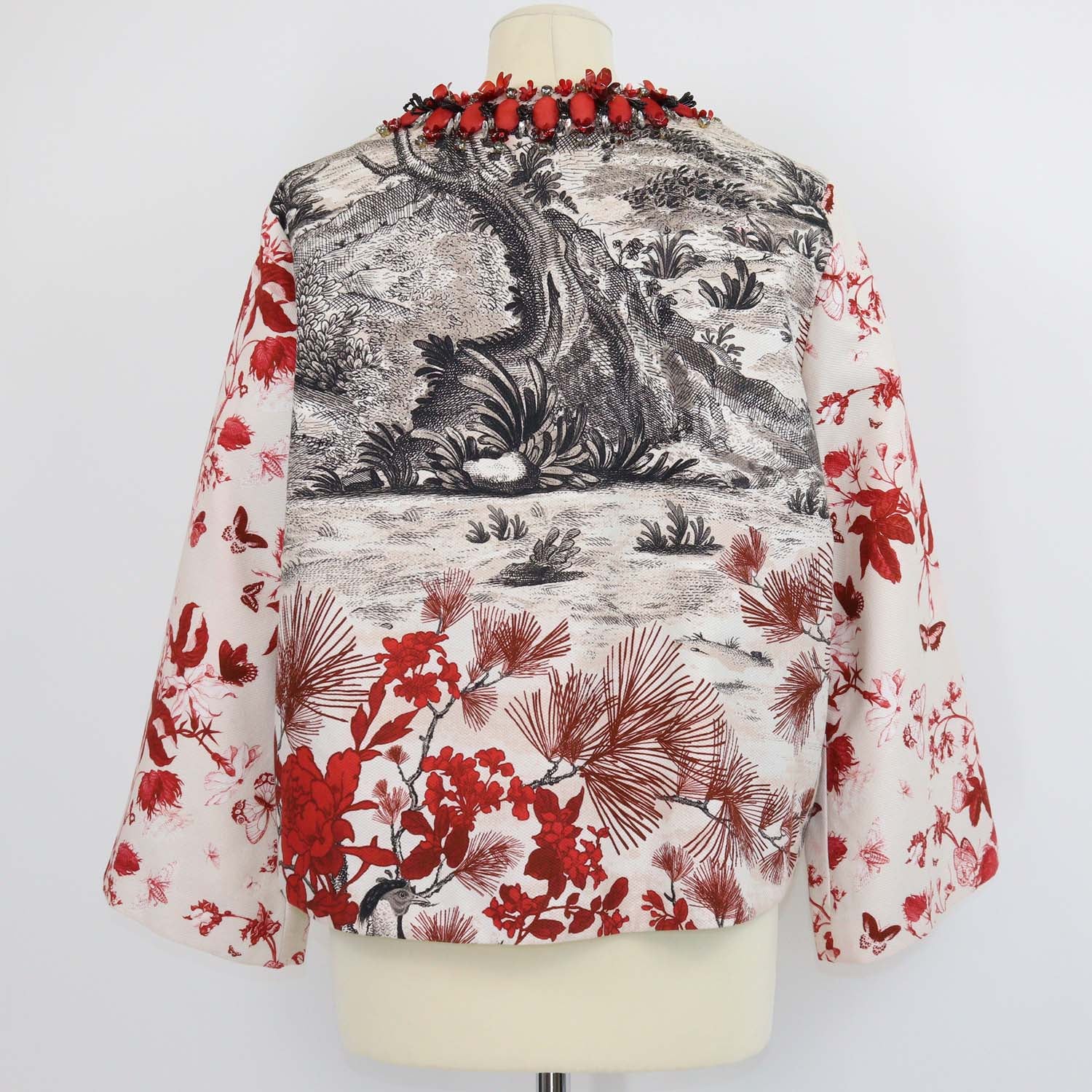 Biyan Multicolor Floral Print Beaded Crystal Embellishment Jacket