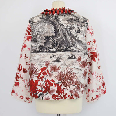 Biyan Multicolor Floral Print Beaded Crystal Embellishment Jacket