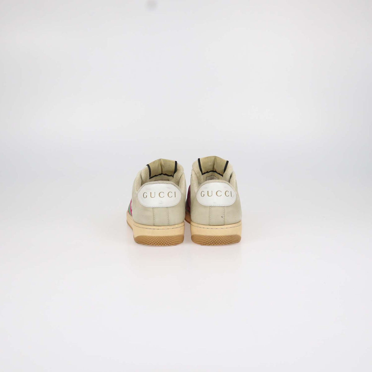 Gucci Beige, Pink GG Canvas and Suede Screener Sneakers