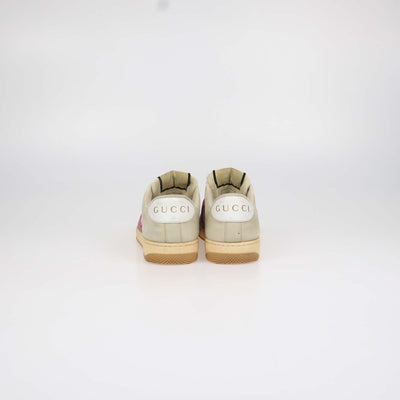 Gucci Beige, Pink GG Canvas and Suede Screener Sneakers