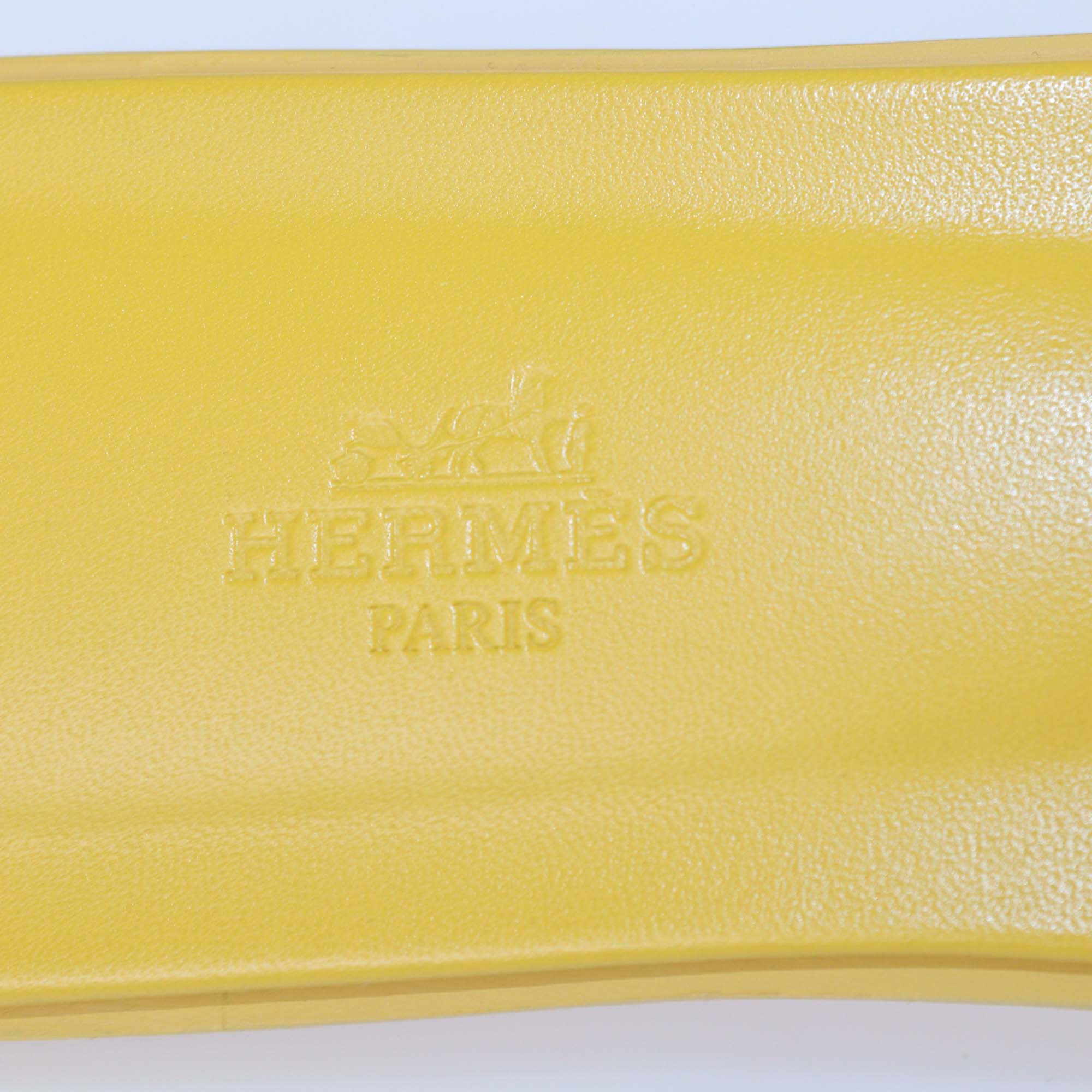 Hermes Jaune Topaze Epsom Leather Oran Sandals