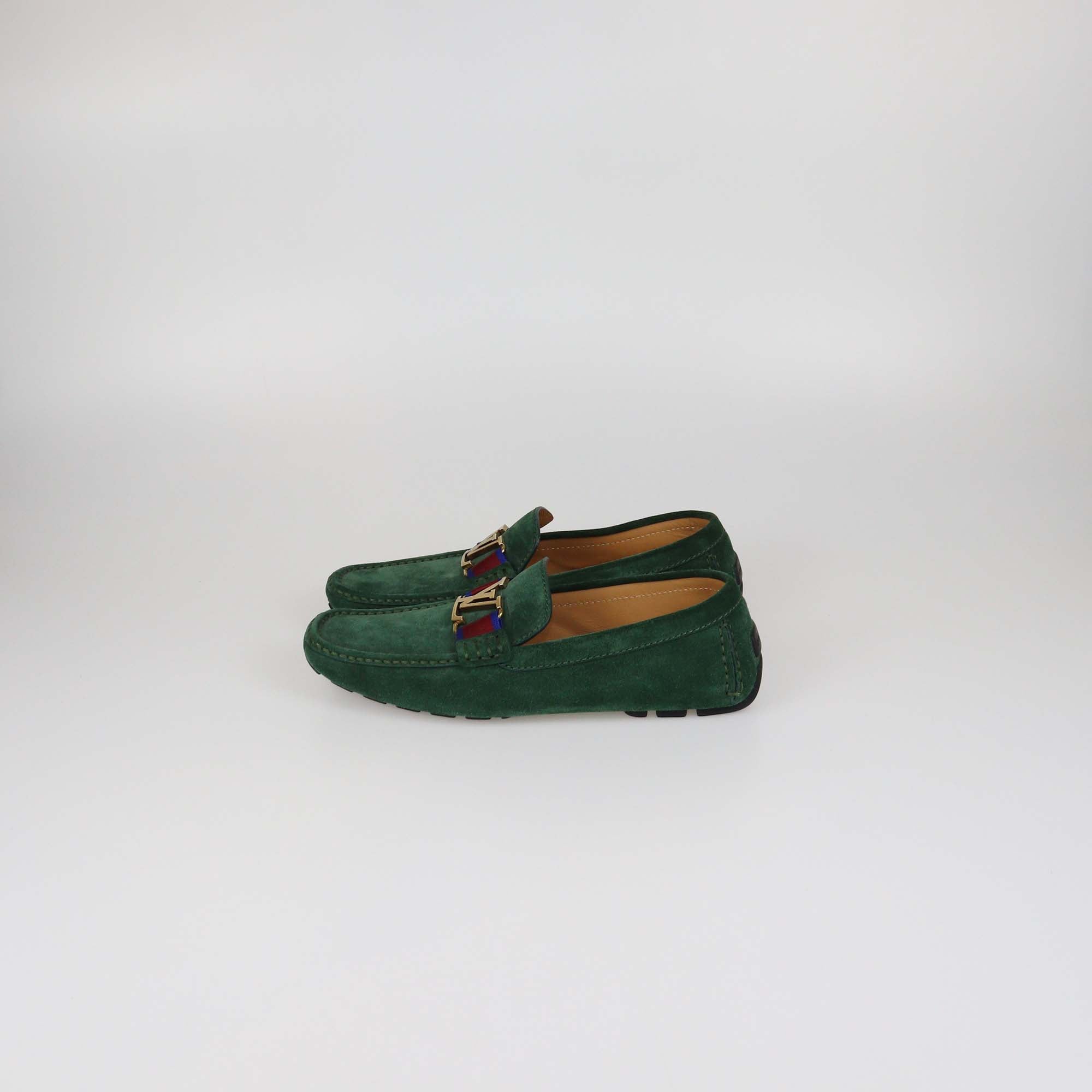 Louis Vuitton Green Suede Monte Carlo Moccasin