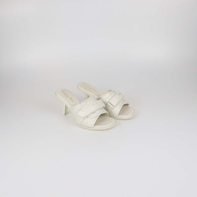 Christian Dior Off White Macro Cannage Leather Diorevolution Slide Sandals