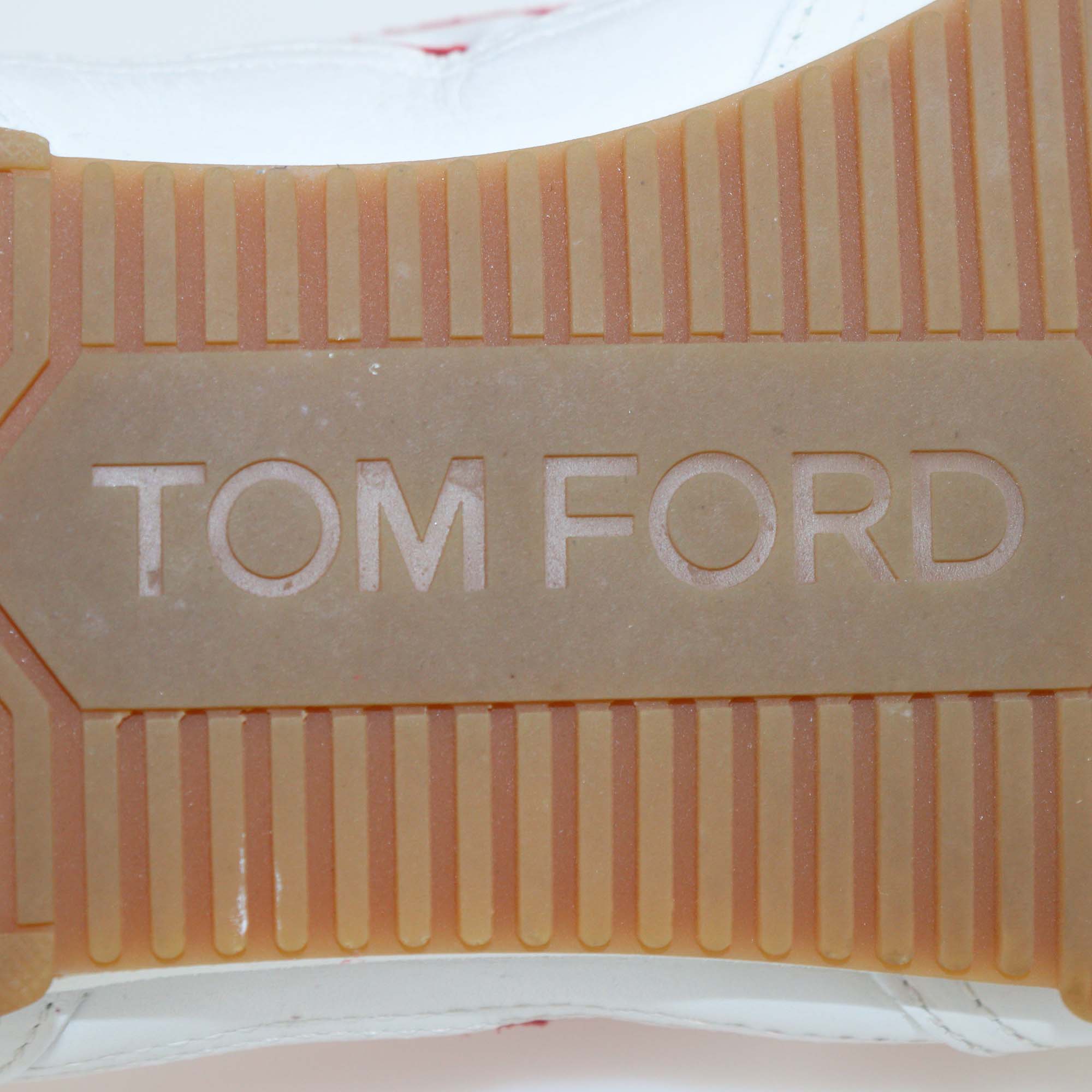 Tom Ford White/Red Nylon and Leather Jackson Sneakers