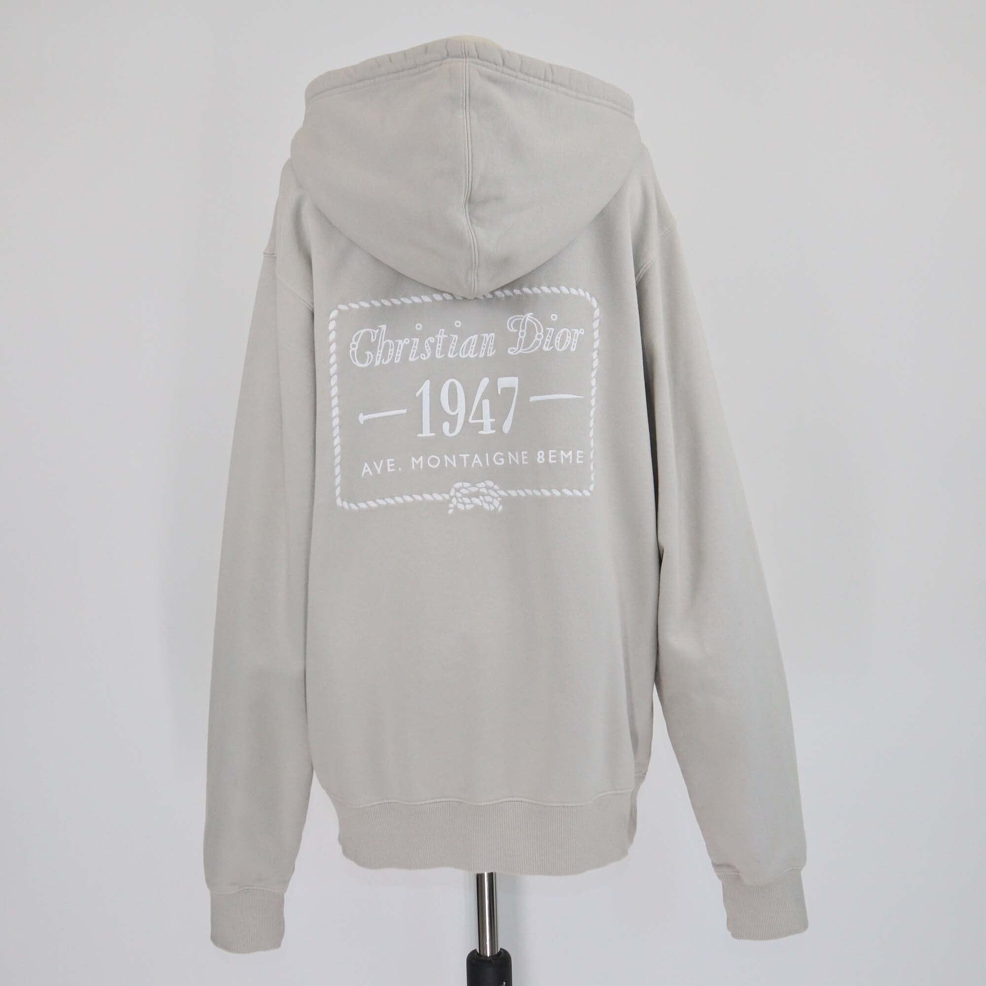 Dior Homme Grey Embroidered Cotton Hoodie Jacket Mens Dior Homme 