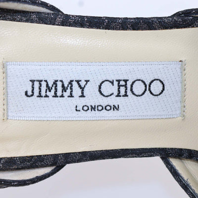 Jimmy Choo Black Brocade Fabric Bow Sandals