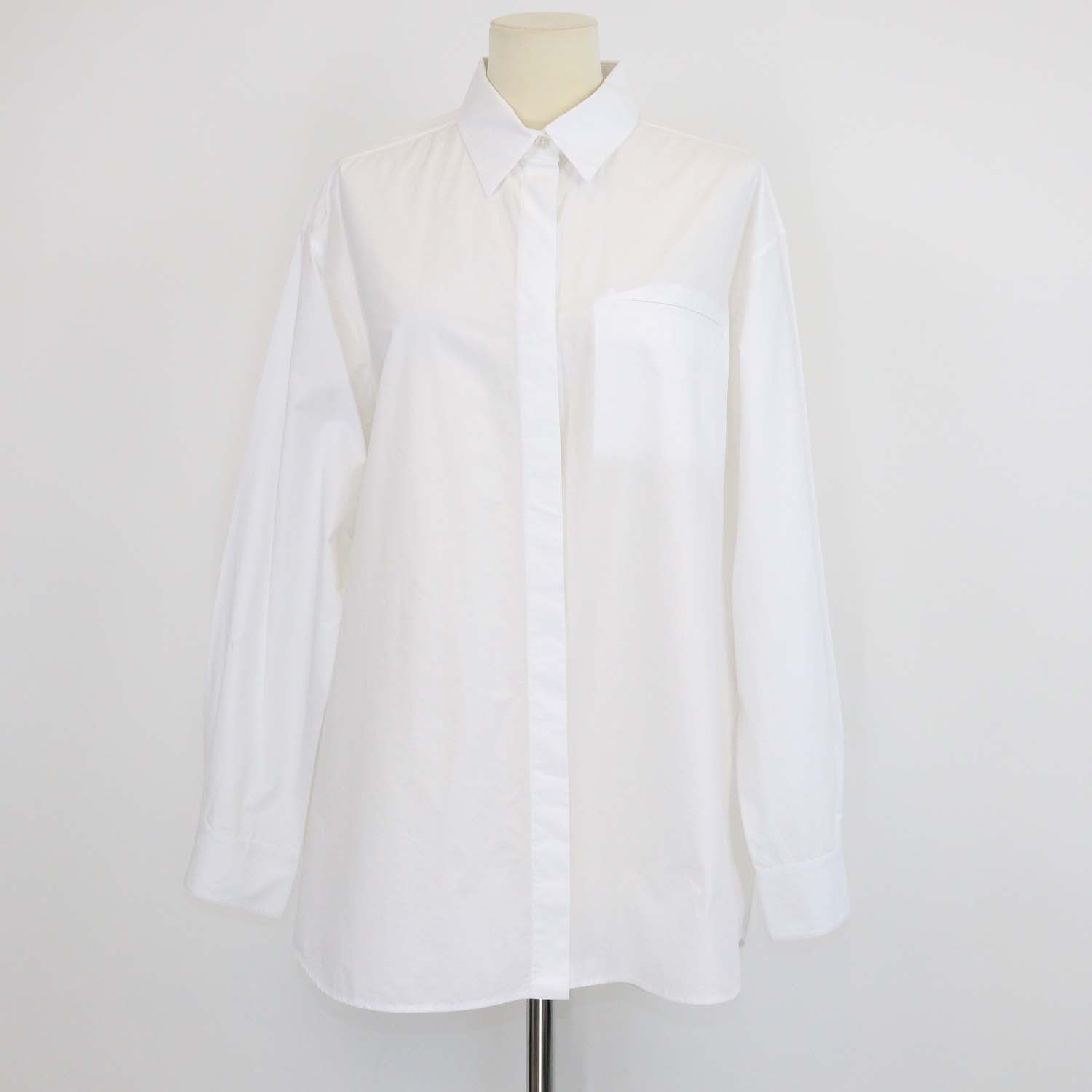 The Row White Cotton Poplin Oversized Long Sleeve Shirt