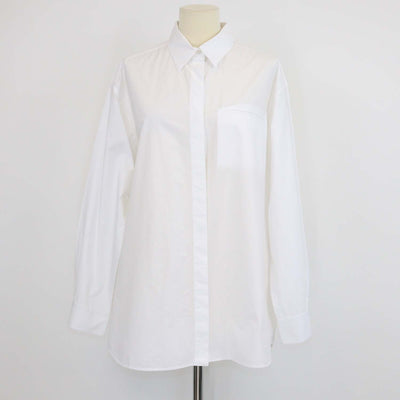 The Row White Cotton Poplin Oversized Long Sleeve Shirt