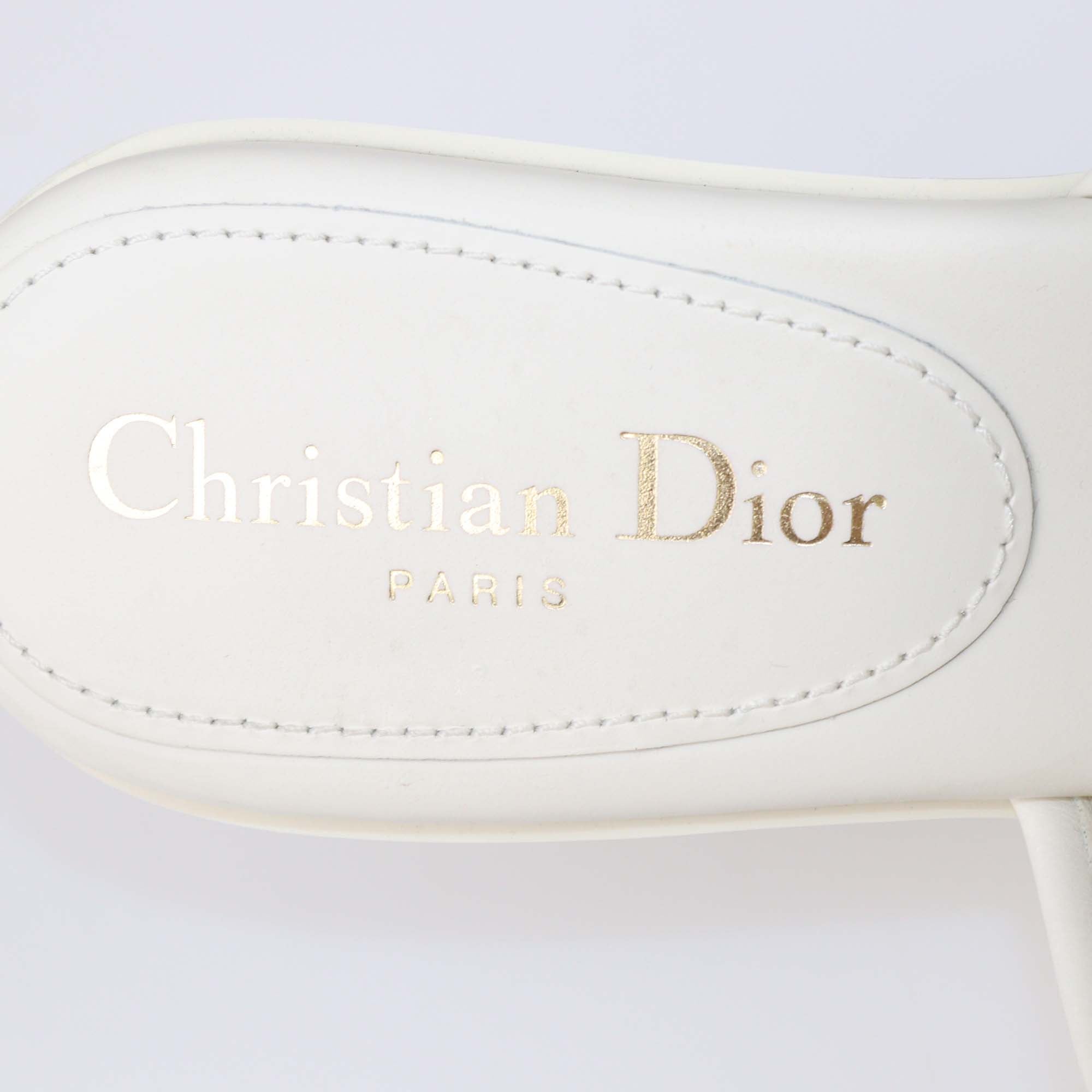 Christian Dior Off White Macro Cannage Leather Diorevolution Slide Sandals