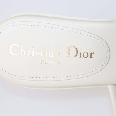 Christian Dior Off White Macro Cannage Leather Diorevolution Slide Sandals