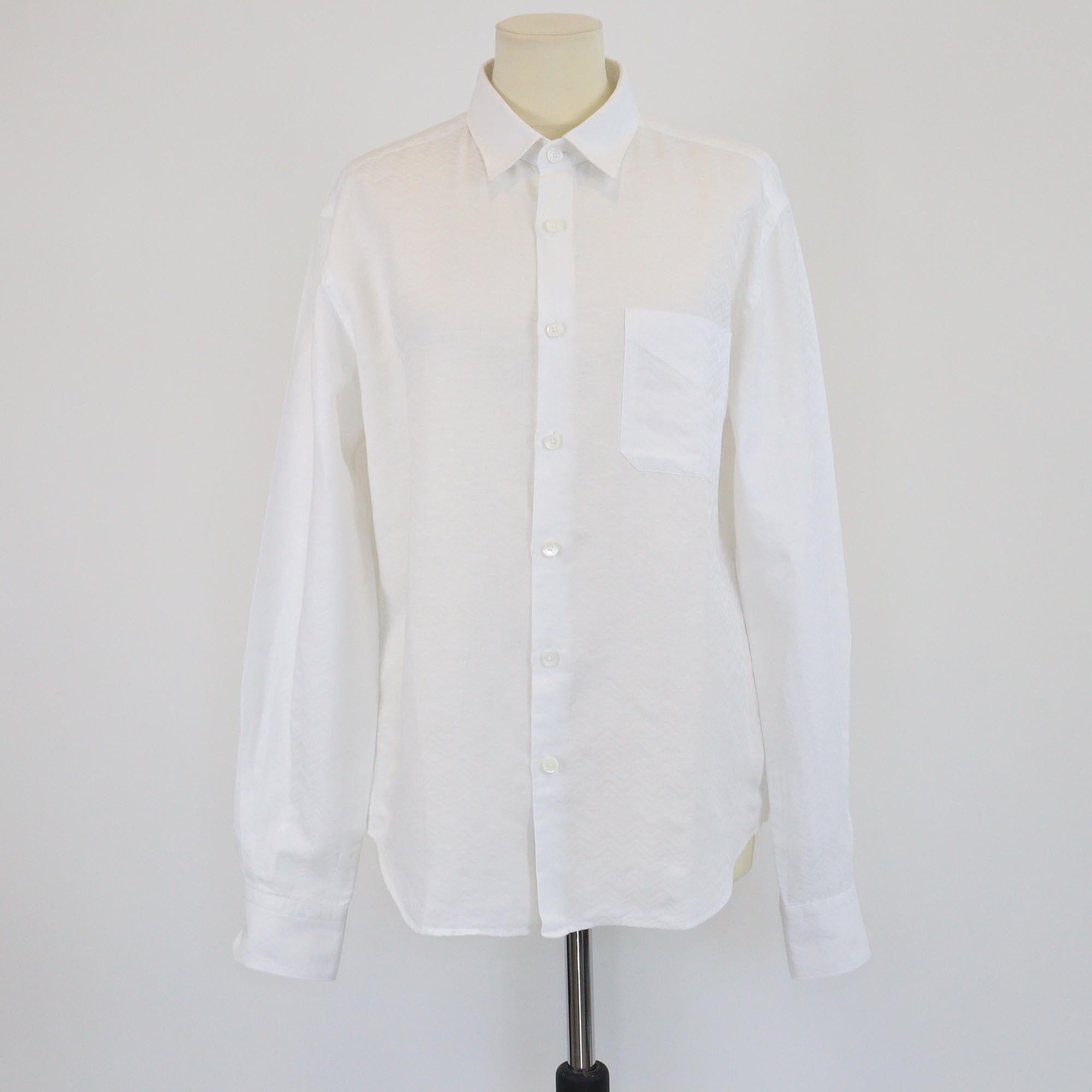 Missoni White Chevron Effect Long Sleeve Polo Shirt Mens Missoni 