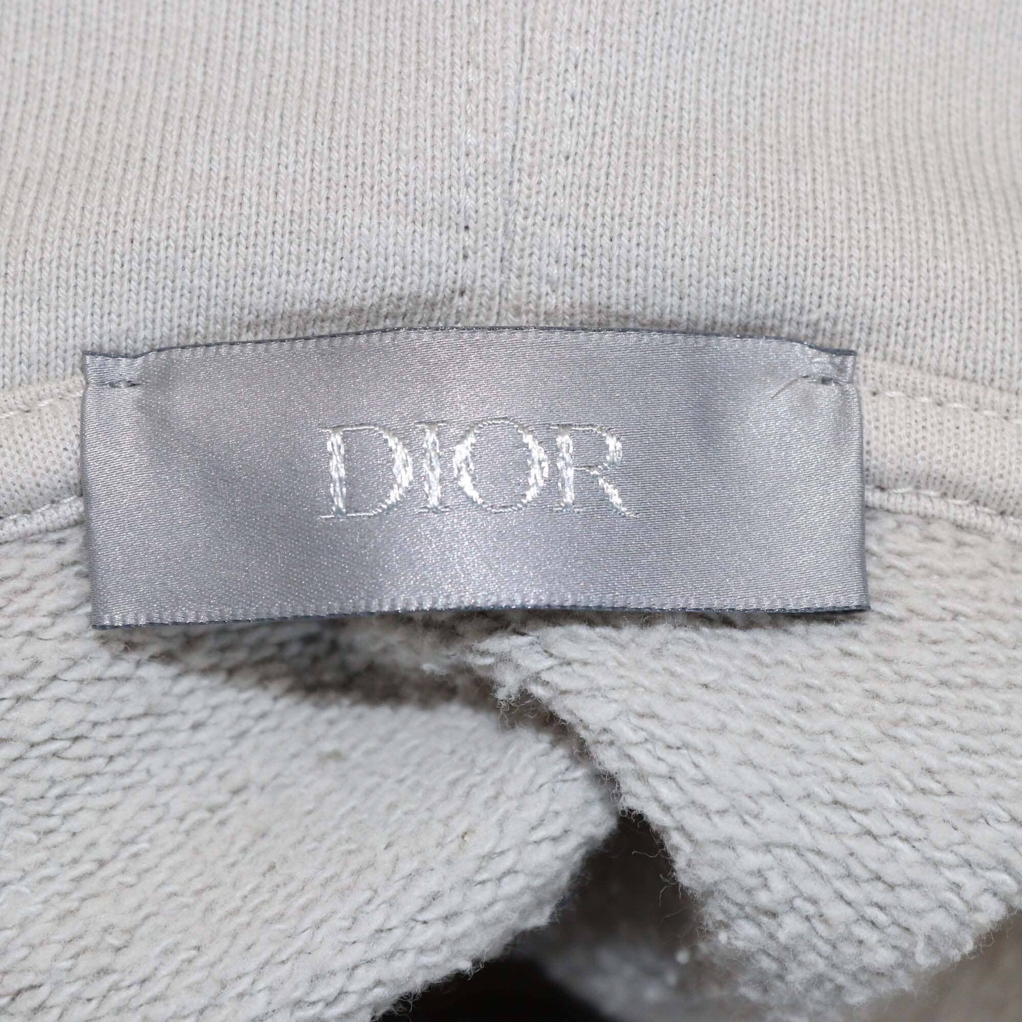 Dior Homme Grey Embroidered Cotton Hoodie Jacket Mens Dior Homme 