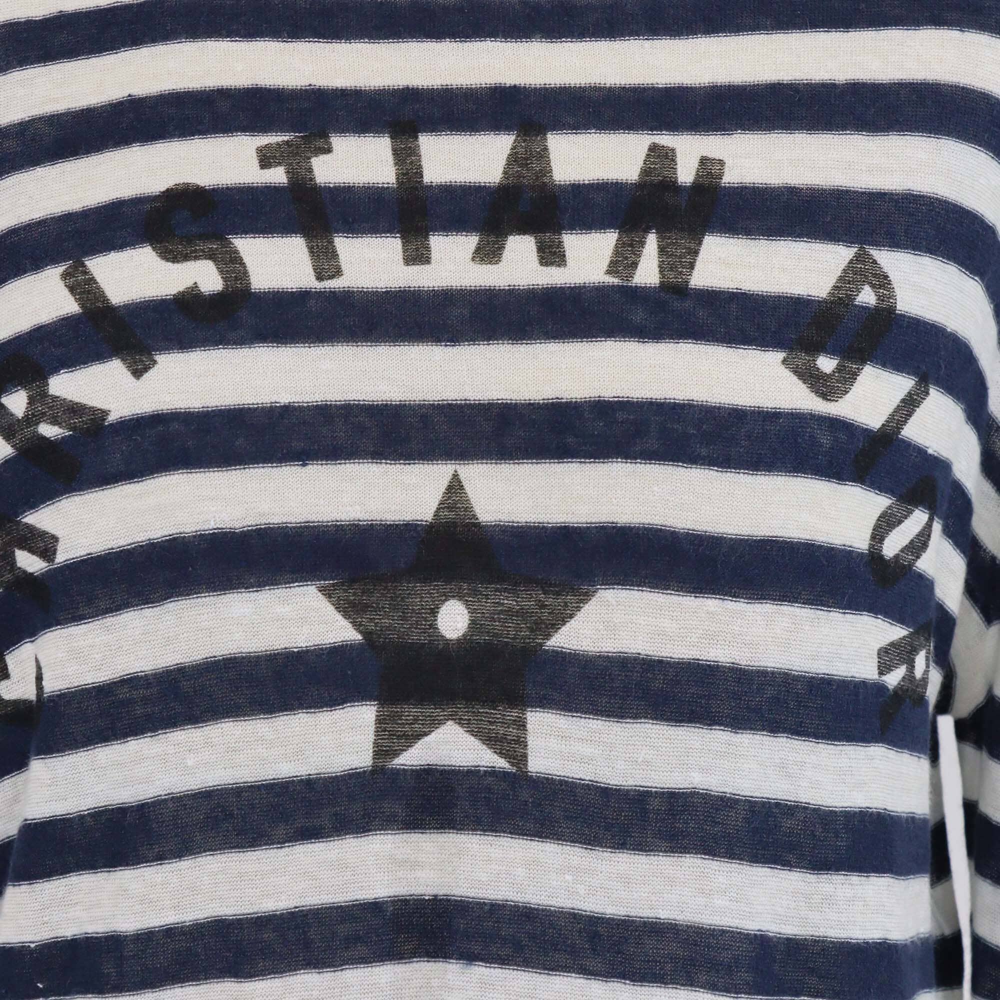 Christian Dior Blue/White Stripe Fringed Long Sleeve Top Womens Christian Dior 