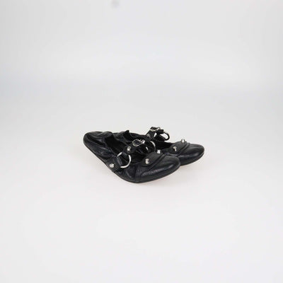Balenciaga Black Leather City Ballerina Flats