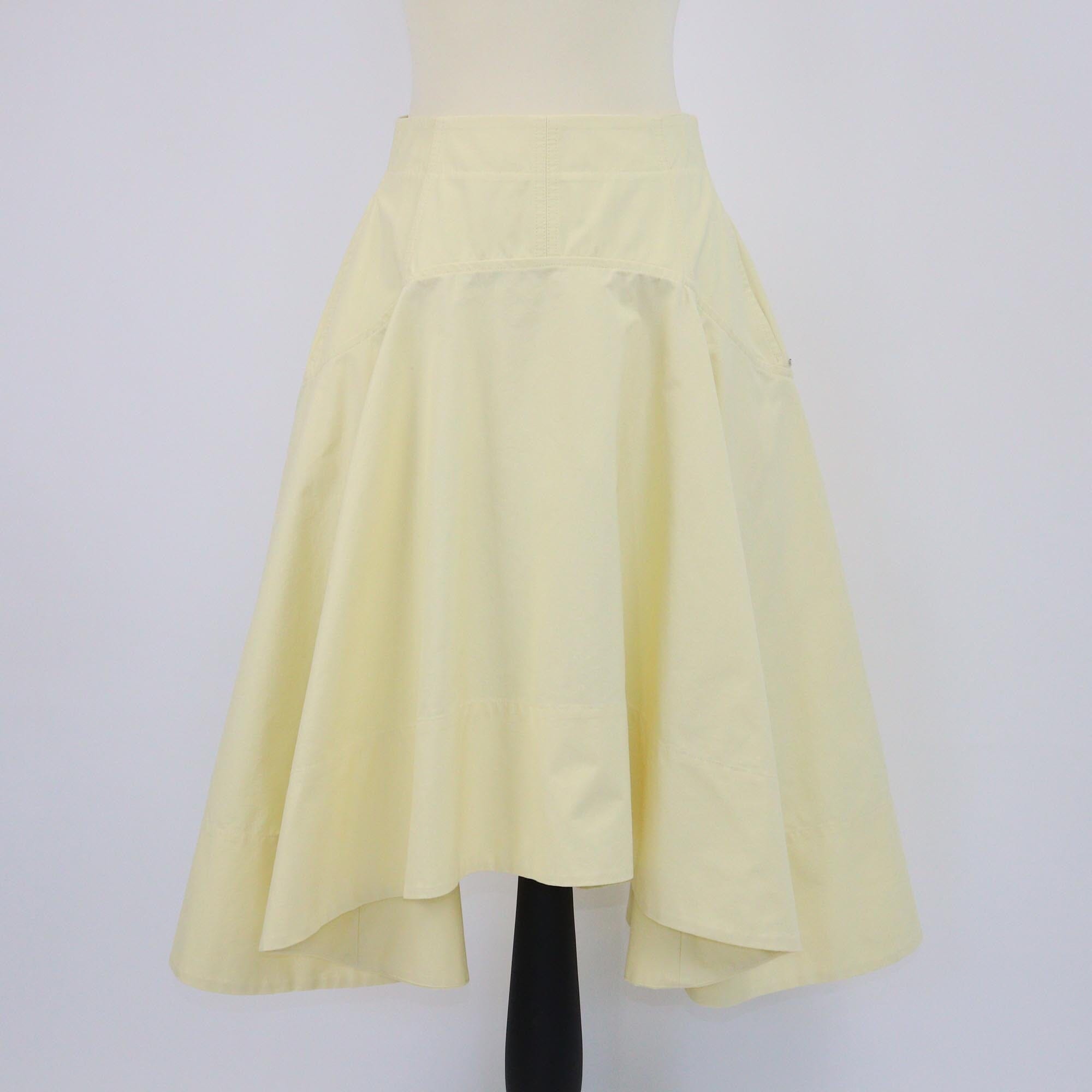 Bottega Veneta Yellow Assymetrical Midi Skirt Womens Bottega Veneta 