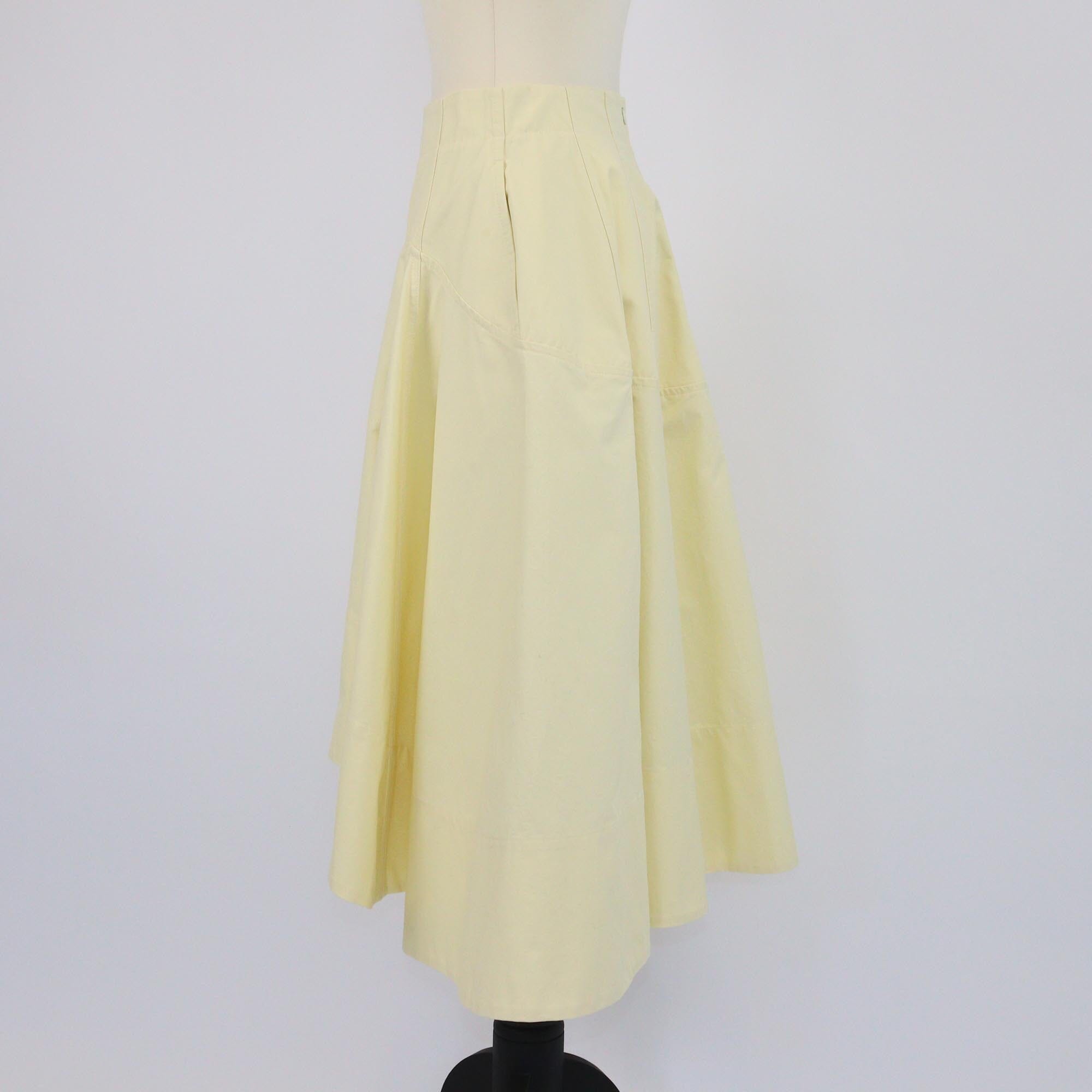 Bottega Veneta Yellow Assymetrical Midi Skirt Womens Bottega Veneta 
