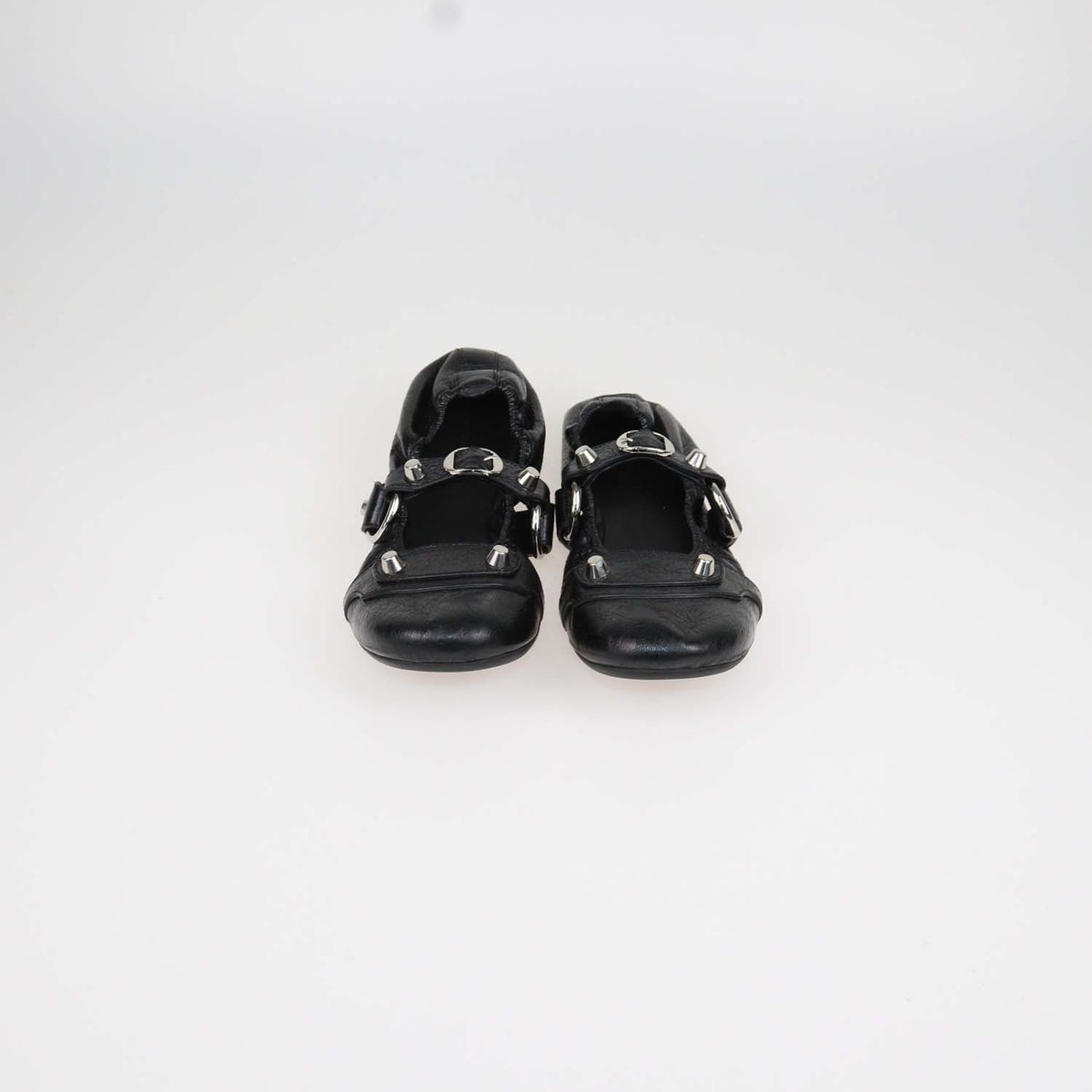 Balenciaga Black Leather City Ballerina Flats
