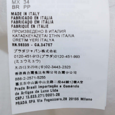 Prada White Linen Logo Patch Short Sleeve Shirt