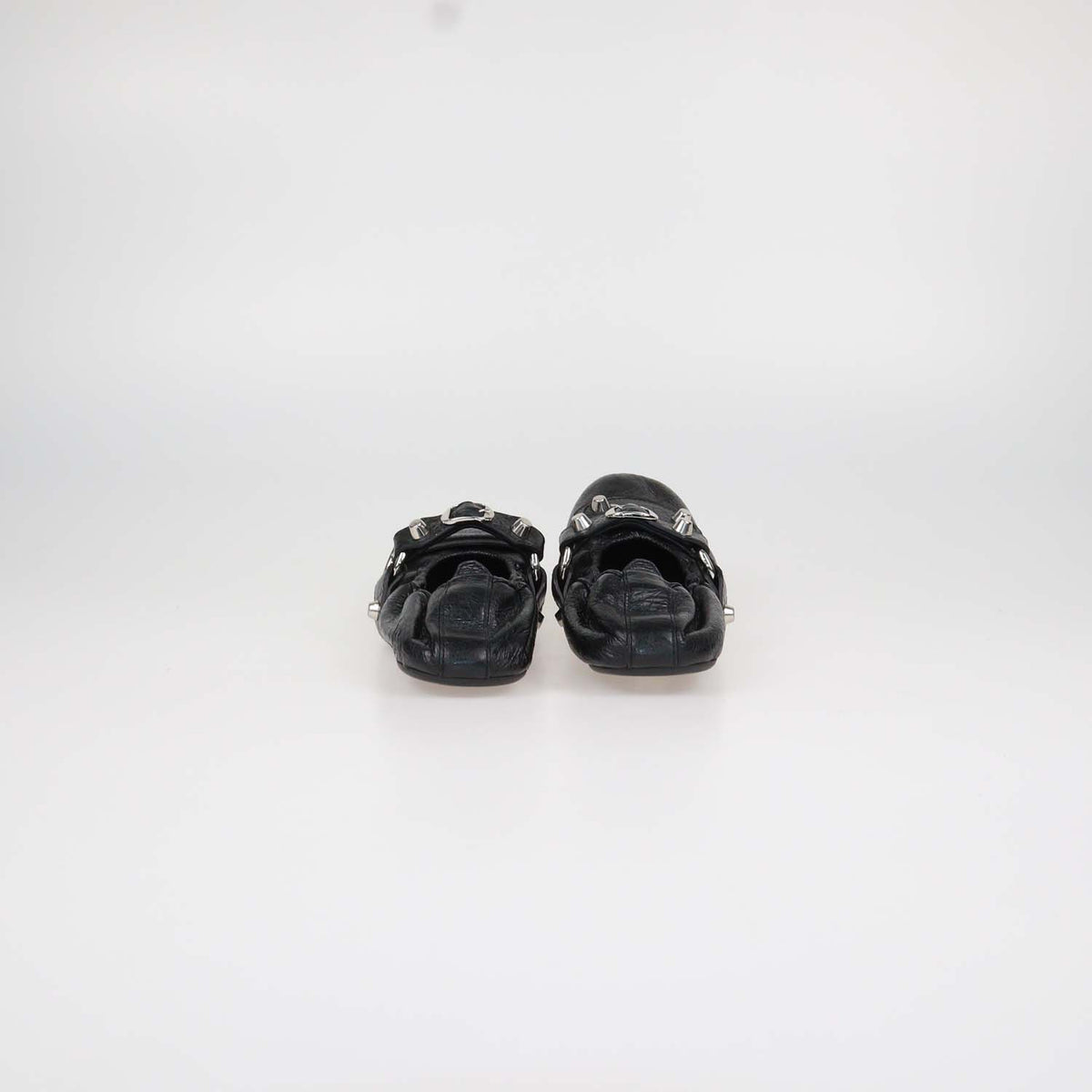 Balenciaga Black Leather City Ballerina Flats