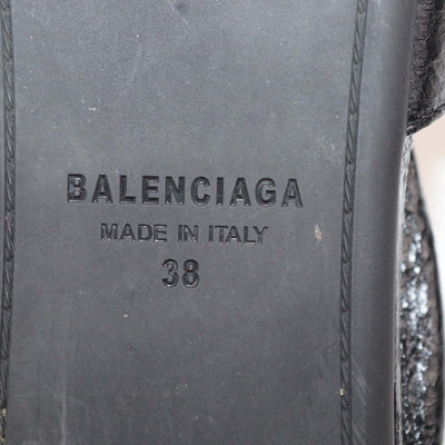 Balenciaga Black Leather City Ballerina Flats