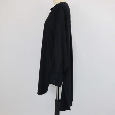 Chloe Navy Blue Silk Long Sleeve V-Neck Tunic Top