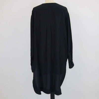 Chloe Navy Blue Silk Long Sleeve V-Neck Tunic Top