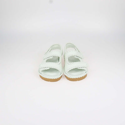 Bottega Veneta Mint Green Leather Jack Flat Sandals