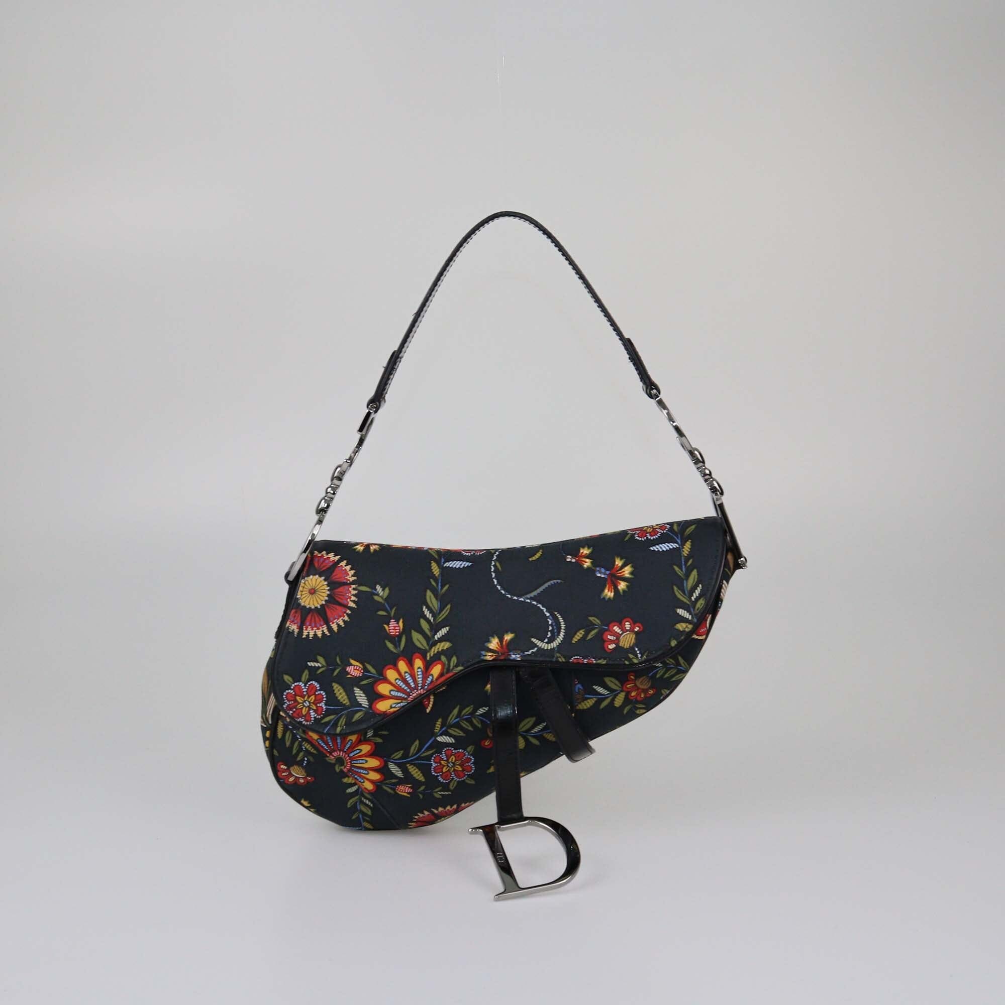 Christian Dior Black Printed Saddle Bag Womens Christian Dior 