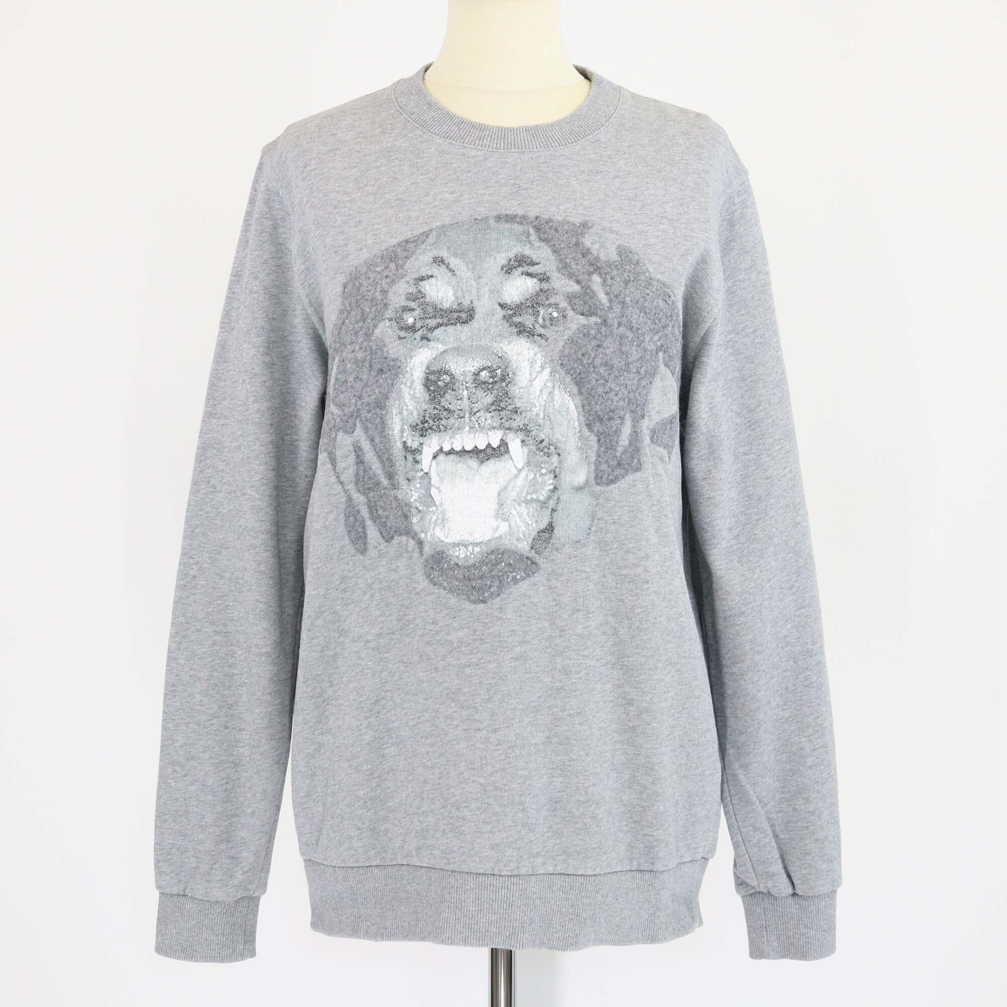 Givenchy Grey Cotton Rottweiler Print Cuban Fit Sweatshirt Mens Givenchy 