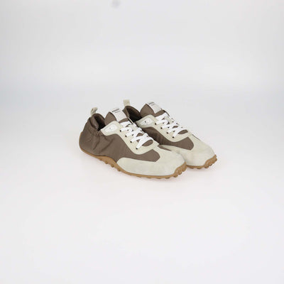 Hermes Brown, Light Beige Nylon and Suede In Sneakers