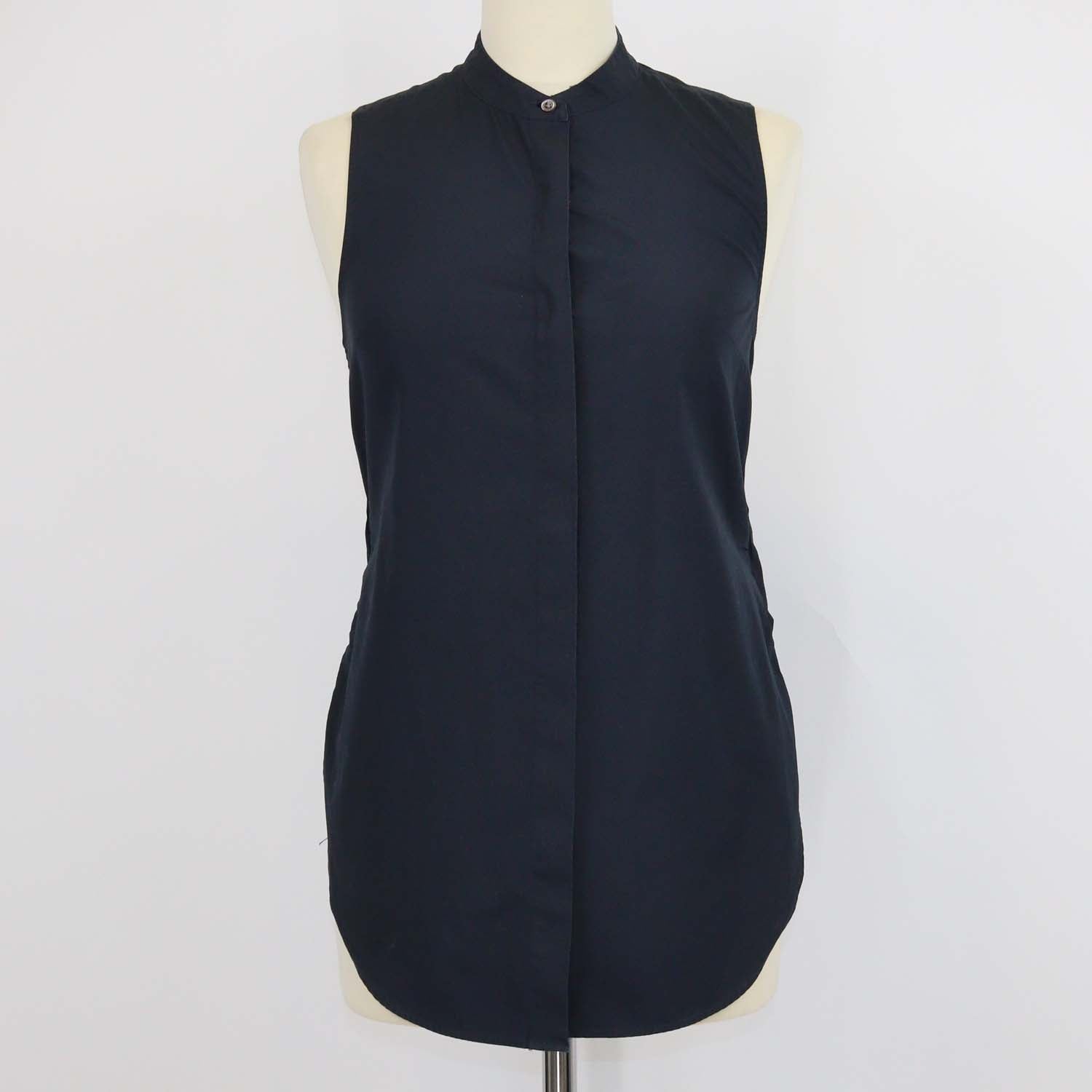 3.1 Phillip Lim Navy Blue Cotton Halter Neck Sleeveless Top