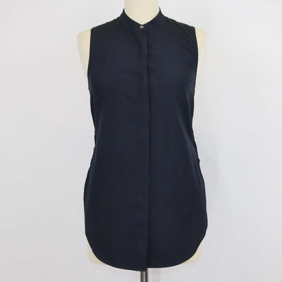 3.1 Phillip Lim Navy Blue Cotton Halter Neck Sleeveless Top