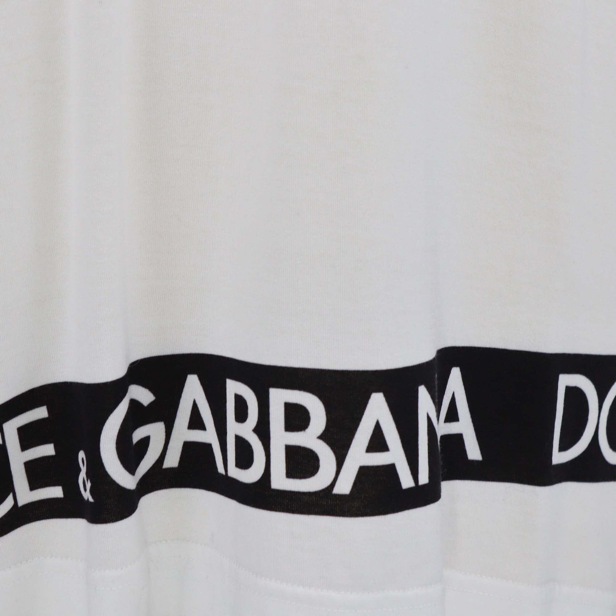 Dolce & Gabbana White Logo Print DG Millennials Cotton T-Shirt Mens Dolce & Gabbana 