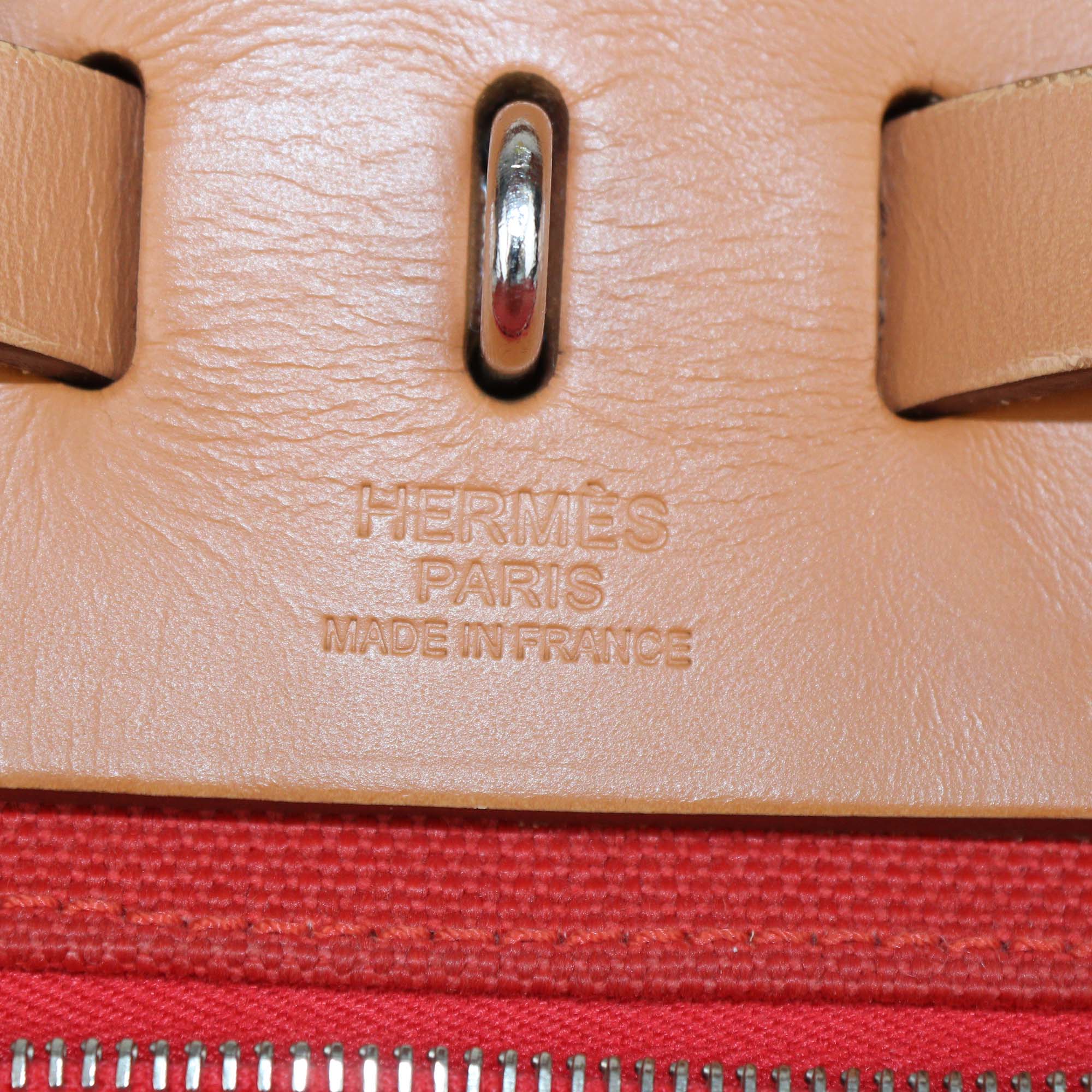 Hermes Red Toile Herbag Zip 31 Bag