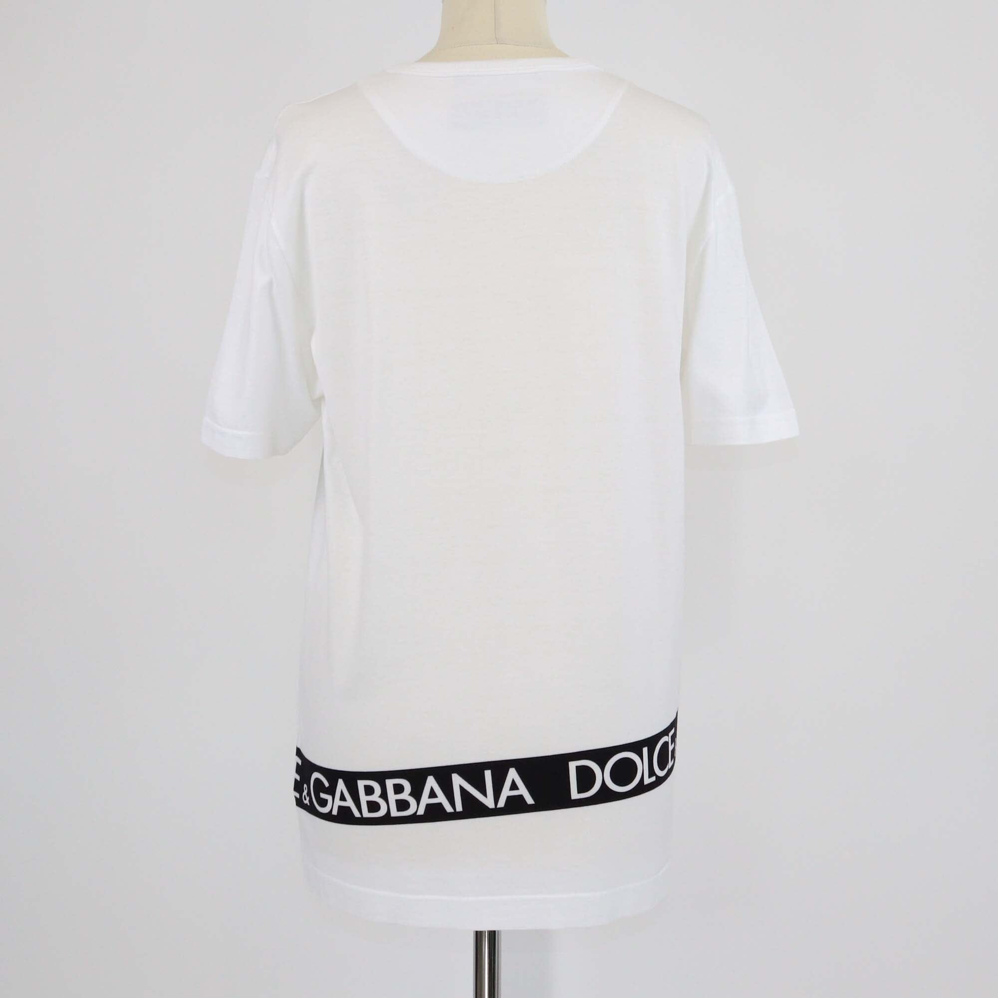 Dolce & Gabbana White Logo Print DG Millennials Cotton T-Shirt Mens Dolce & Gabbana 
