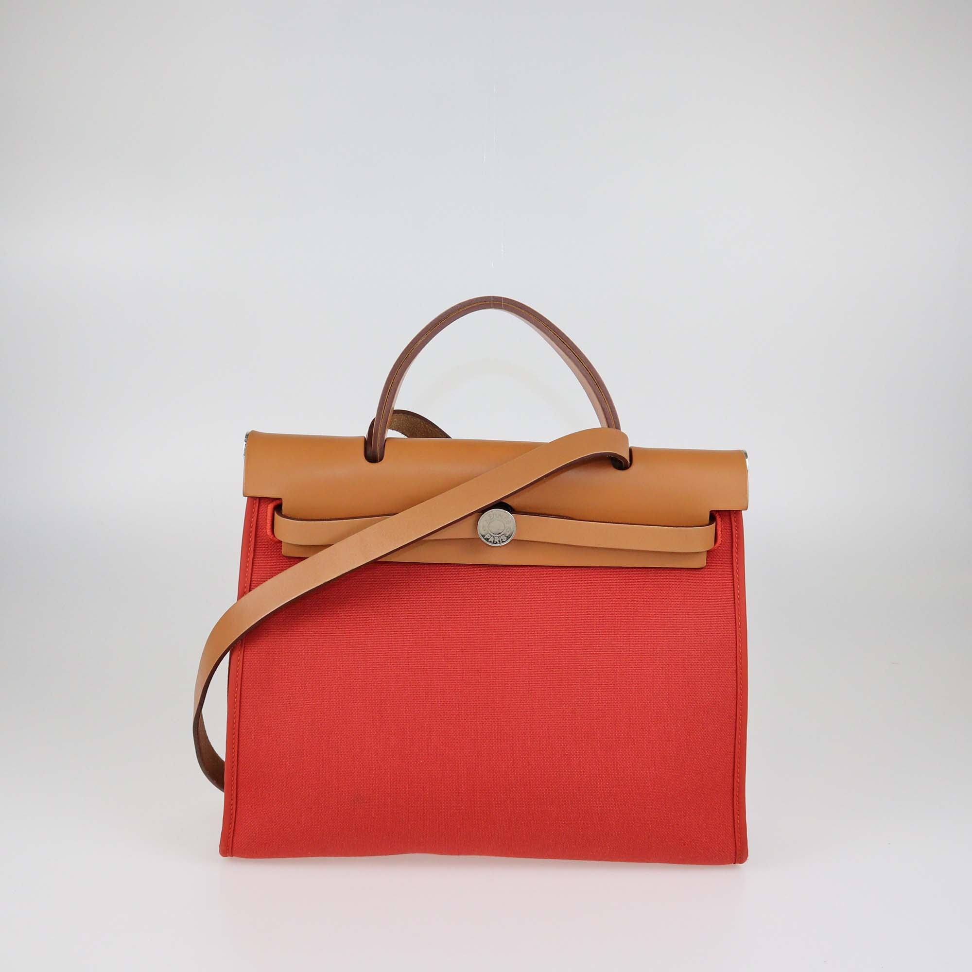 Hermes Red Toile Herbag Zip 31 Bag