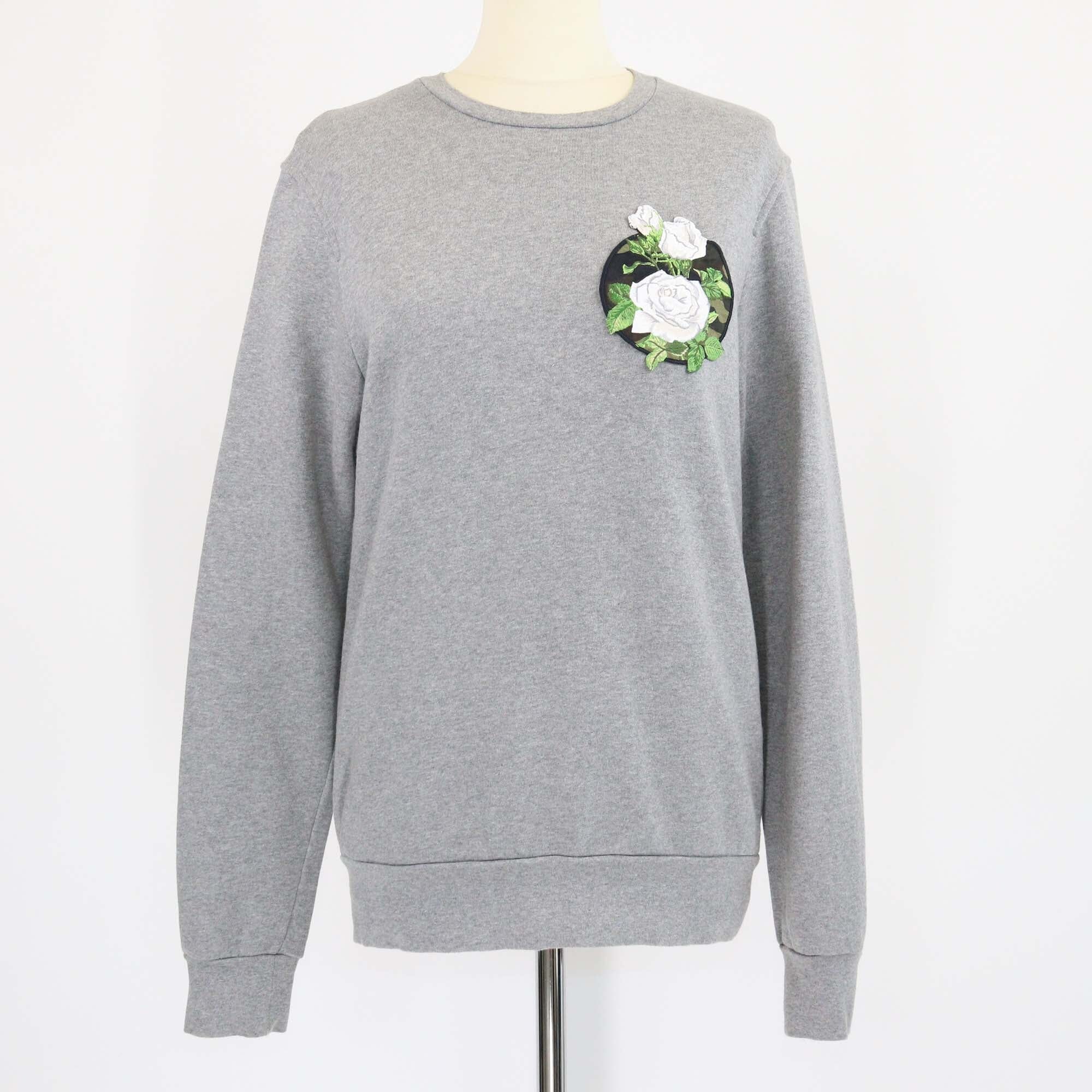 Dior Homme Grey Rose Patch Embroidered Cotton Sweatshirt Mens Dior Homme 
