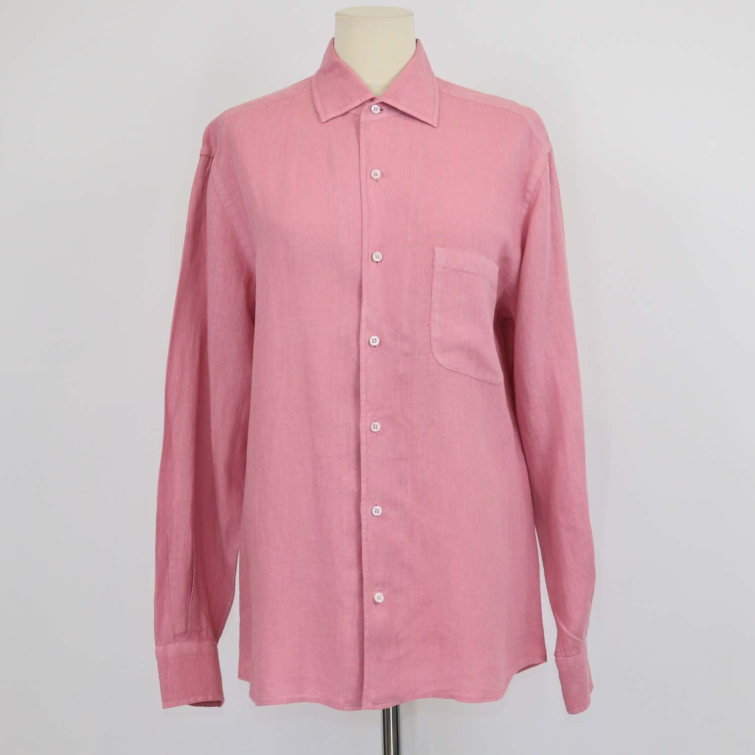 Loro Piana Pink Linen Long Sleeve Shirt